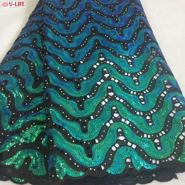 ulifelace Newest Eco-friendly Han-dcut High Quality African lace fabric Swiss voile 100% cotton organza lace fabric with stones F4-402