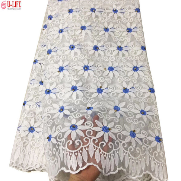 ulifelace African Lace Fabric High Quality Polyester Mesh French Tulle Lace Fabric With Beads Nigerian Women Lace For Wedding F4-1609