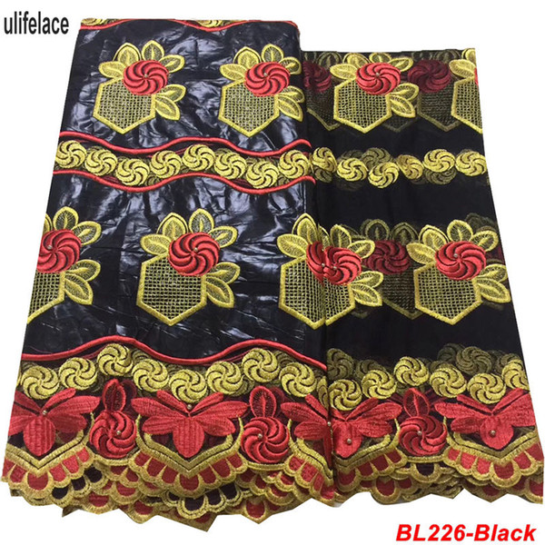 French Tulle Mesh Embroidery Brocade Lace Fabric African Bazin riche getzner with French garniture broderie en guipure dress BL-226