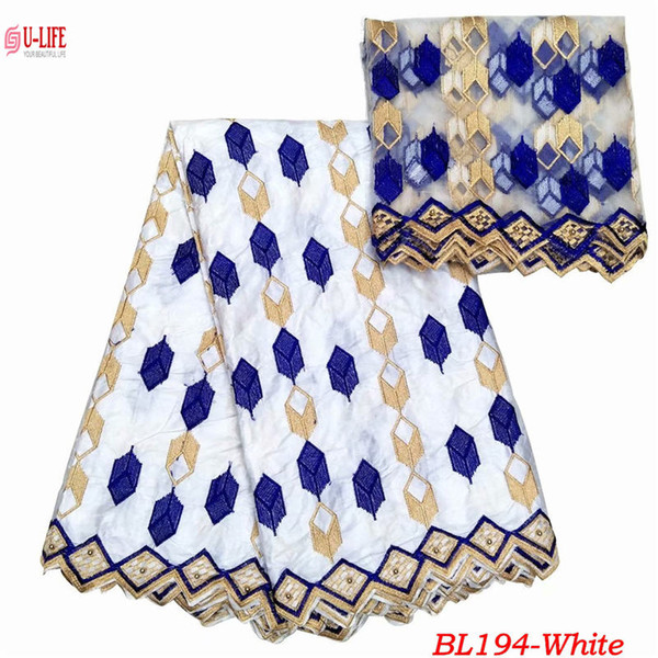 ulifelace Beaded African Bazin Lace With French Net Lace High Quality Embroidered 7 Yards Sets Nigerian Getzner Brocade Fabric BL-194