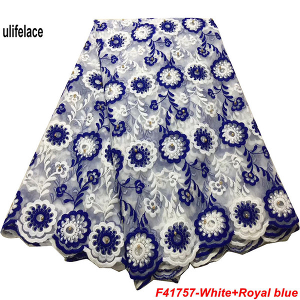 African Lace Fabric 2018 Embroidered Nigerian Lace Fabrics Bridal High Quality French Tulle Lace Fabric For trimmings for clothing F4-1757