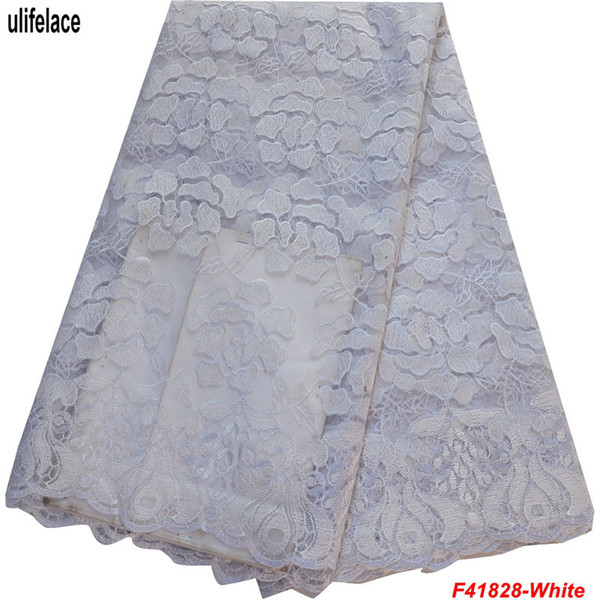 Latest White African Mesh Lace Fabric High Quality Lace Embroidery Nigerian Lace Fabrics Material For Christmas Dresses Gift F4-1828