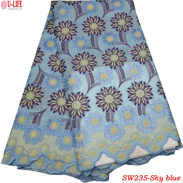 2018 Latest African Cotton Swiss Voile Lace Fabric High Quality African Swiss Voile Lace In Switzerland for Women dress SW-235