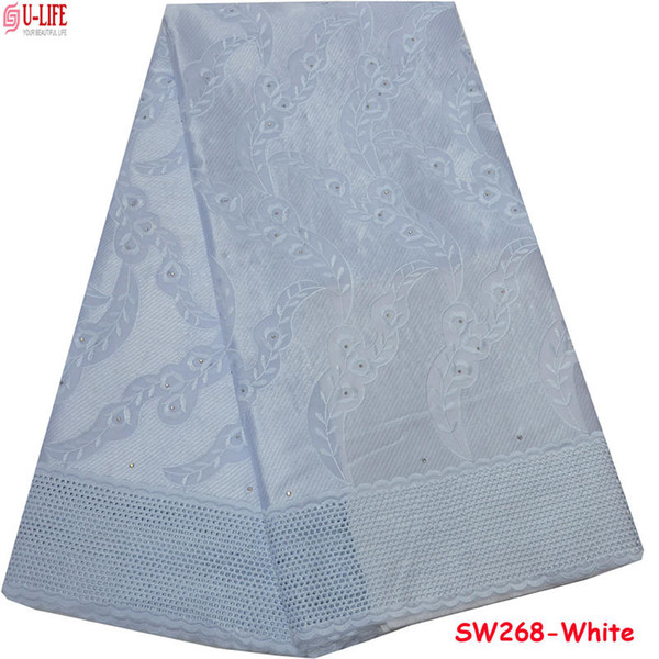 ulifelace Hot Selling Swiss Cotton Fabric Lace Fashion Nigerian Stones Lace Fabric Elegant Cotton Embroidered Fabric Lace SW-268