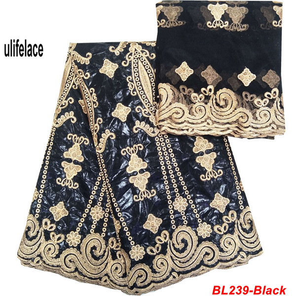 African Lace material bazin riche fabric bazin brode getzner guinea brocade black lace fabric for dress high quality 7yard/lot BL-239