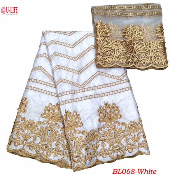 ulifelace High Quality Nigerian bazin riche getzner Nest High Quality 5 Yards bazin Riche Getzner Material Match 2 Yards Net Lace BL-068