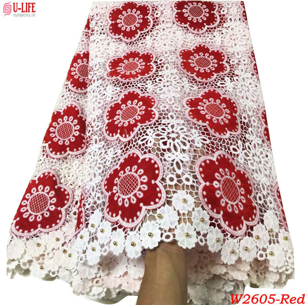 ulifelace 2018 Nigerian Swiss Voile Lace In Switzerland Embroidery Color Velvet Pattern Lace Fabric For Clothes Guipure W2-605