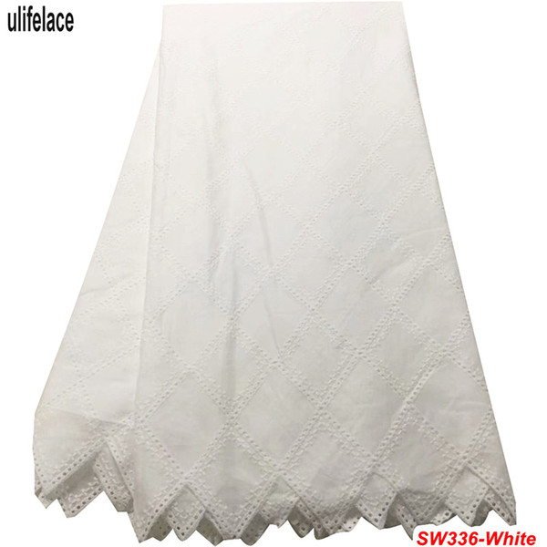 White Swiss Voile Lace Fabric Eyelet Polish Lace Embroidered Cotton Dry nigerian lace fabric 2019 high quality men's dresses SW-336