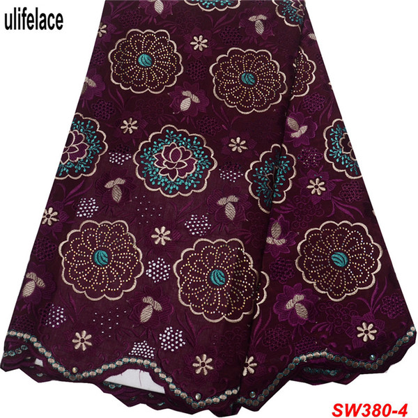 Swiss Voile Lace in Switzerland High Quality Deep Purple Color Swiss Cotton fabrics For Nigerian Lace fabrics for Clothes SW-380