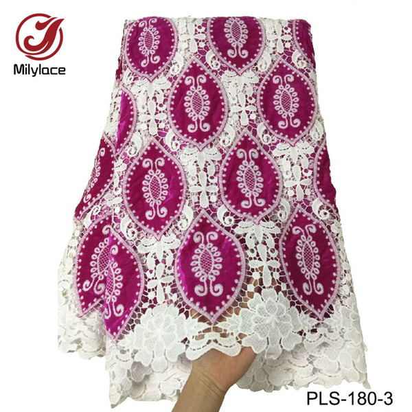 High quality african guipure lace fabric embroidery material nigerian water soluble guipure lace fabric for dress PLS-180