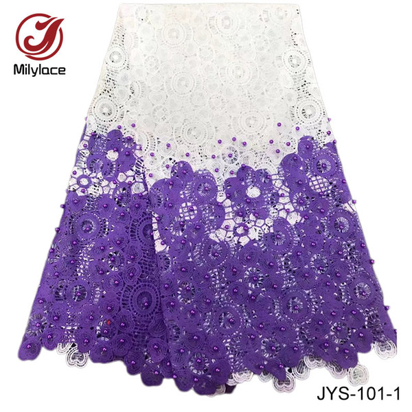 African wholesale lace fabric beaded embroidery cord embroidery lace white and red ,white and blue lace JYS-101