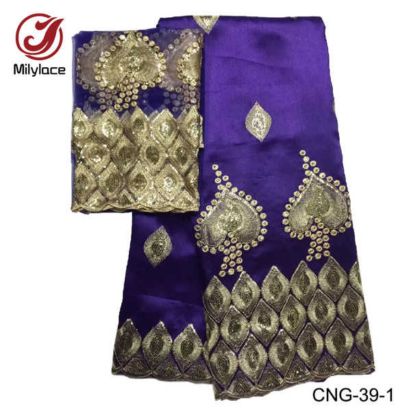 High quality George lace fabric 5 yards per lot dubai embroidery purple lace fabric wedding dress lace CNG-40