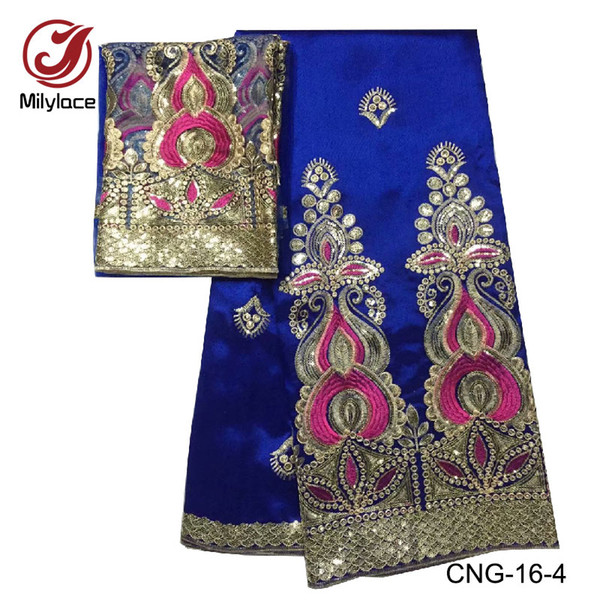 New coming african george lace fabric with sequins 2 in 1 design charming nigerian george lace fabric for party CNG-16