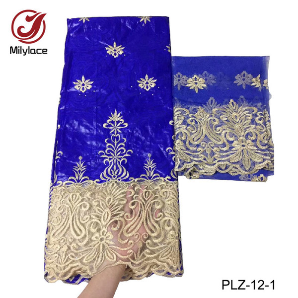 new coming 2 in 1 african bazin fabric with rhinestones high quality embroidery brocade guinea fabric for party PLZ-12