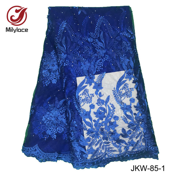 Wholesale beaded lace fabric hot selling african ankara lace fabric embroidery french tulle lace fabric for garment JKW-85