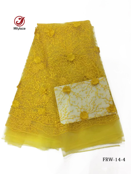 2017 Hot sale !!!African fabric /5 yards embroidery tulle lace fabric wedding/party dress lace FRW-14