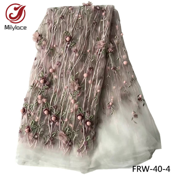 New coming african lace fabric hot selling 3d flower embroidery tulle lace design wholesale french lace fabric for party FRW-40