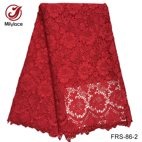 Hot sale 5 yards African guipure lace fabric nigerian lace polyester material water soluble for wedding party dress FRS-86