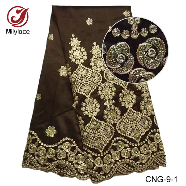 Sequined George lace fabric 4 color high quality Wholesale and retail guinea Nigerian Wrapper lace fabric for women dress CNG-9