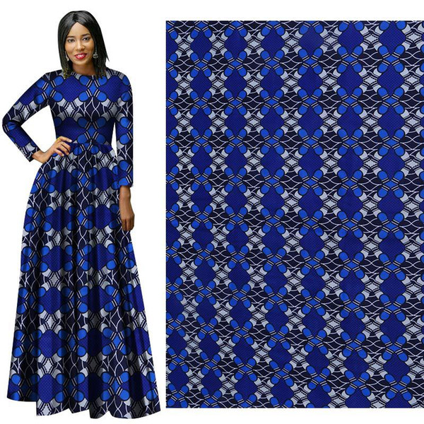 Processing custom African national costume geometric print pattern polyester printed cloth high quality dress suit DIY cloth