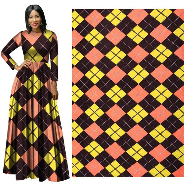 100% polyester batik double-sided printed fabric dress suit fabric geometric lattice African fashion cloth wholesale new custom