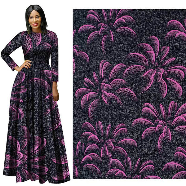 African hollandais Wax Print purple leaf Cotton Fabric binta real Wax dutch ankara Wax high quality Fabric for party dress suit