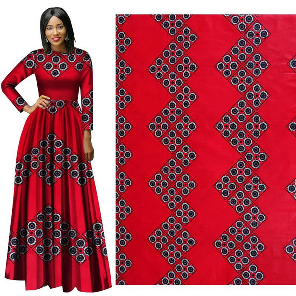 New African spring and summer cotton printing fabric red geometric printing 100% cotton fabric high quality dress suit DIY cloth