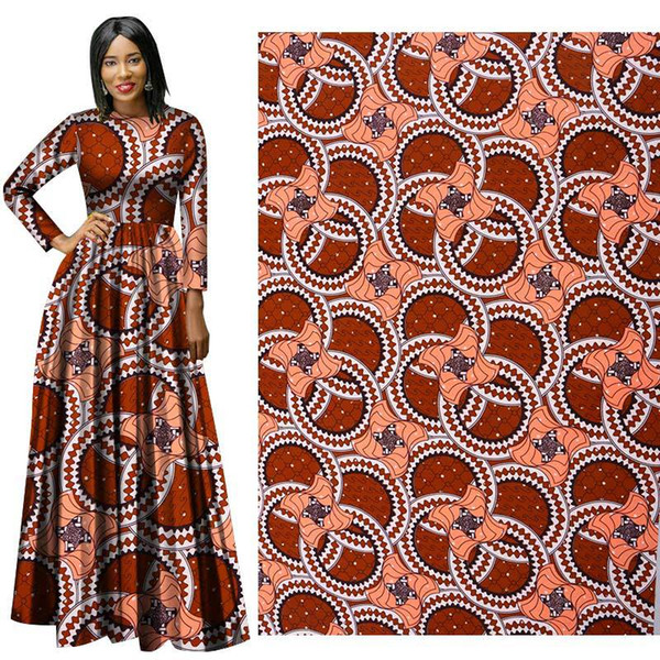 Plain African national dress suit headscarf cloth polyester printing fabric batik clothing fabric geometric pattern wholesale