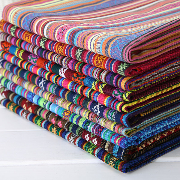 Width 150cm Ethnic Bohemian Style Thick Striped Fabric Upholstery Canvas Cotton Fabric Boho Home Decor Fashion Craft Supplies fabrics