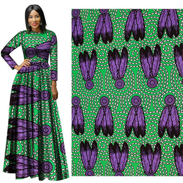 New Africa ankara Wax Cotton African Fabric 6 Yards Real Dutch hollandais Wax Fabric High Quality feather Pattern fabric for dress suit