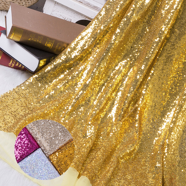 New arrive DIY Fabric Sequin Paillette Gold Silver Sparkly Glitter Fabric for Dress Stage Party Wedding Decoration
