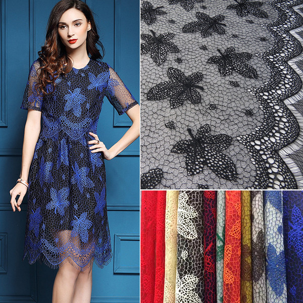 Lace leaf Fabric width 150cm Latest Embossed two-tone lace fabric and Embroidered Fashion Dress African Lace Knitted Fabric