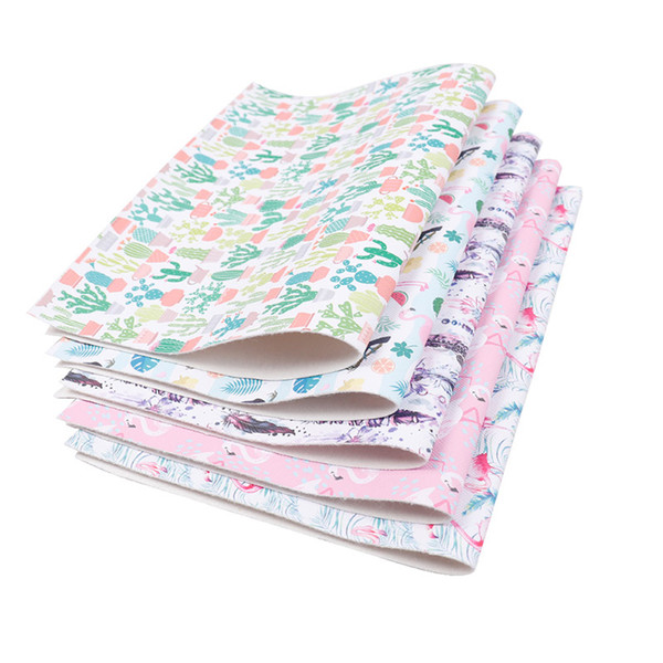 2018 Synthetic Leather Fabric 22*30CM DIY Crafts Printed Pu Faux Fabric 5 Colors Handmade Crafts Matirial For Bags Clothing