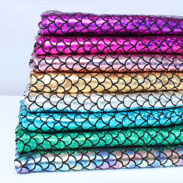 Sparkly Hologram Spandex Mermaid Printed Scale Fabric Stretch fabric Dancer Swimwear - 60