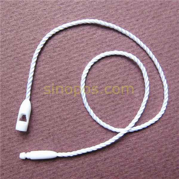 Plastic Hang Tag Seal String With Plug, nylon cotton cord snap head loop lock buckle fashion bag price tag rope fasteners