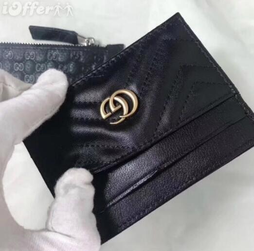 Fashion Women's Card Holders Black Lambskin Mini Wallets Coin purse pocket Interior Slot Pocket Genuine Leather Camellia Card Holder