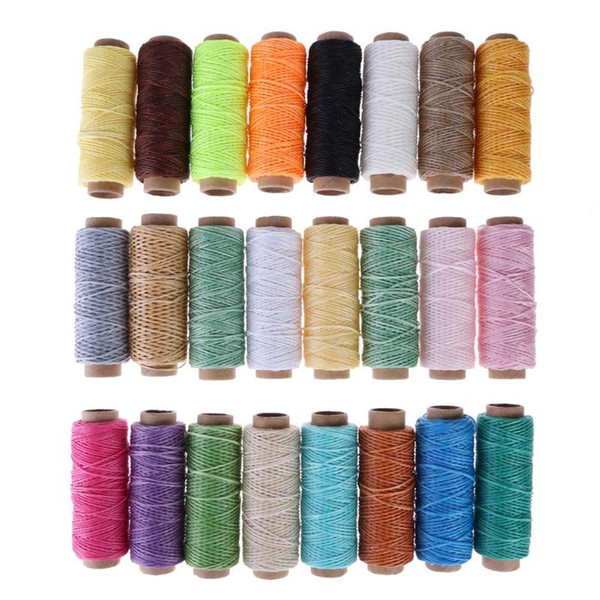 24pcs/set 50m Leather Sewing Wax Thread Hand Stitching Cord Craft DIY Tools Knitting Dyeing Craft Flat Waxed Line Accessories