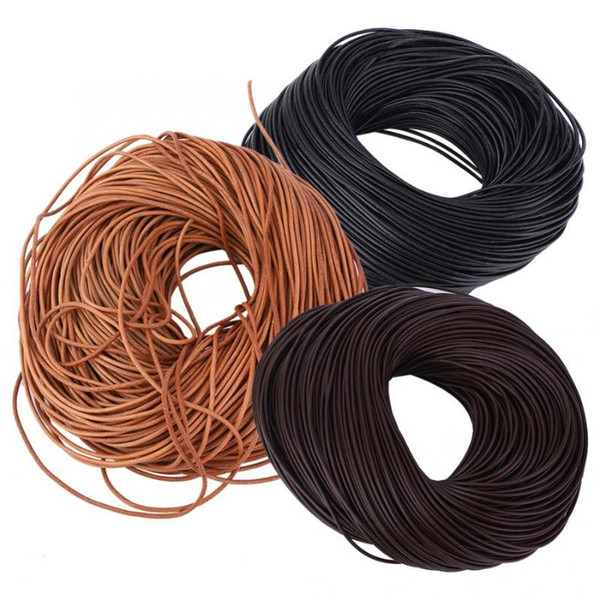 100mx2mm Leather Thread Round Handmade Cowhide Leather Cord String for Necklace Bracelet Jewelry Making