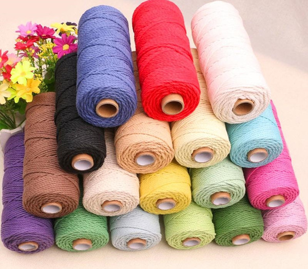 3mm x 200m Colorful Cord Rope Natural Beige Cotton Cord Twisted Craft Macrame String DIY Home Textile Decorative supply