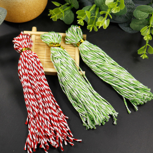 50ppcs Red Green Cotton String Twisted Cord Rope Crafts String Sewing Wedding DecorationGift Tag Label Packaging