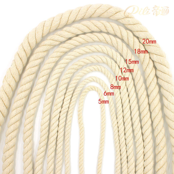 Beige Cotton Rope 5mm-20mm 100% Cotton Thick Cords For Handmade Decorative Accessories