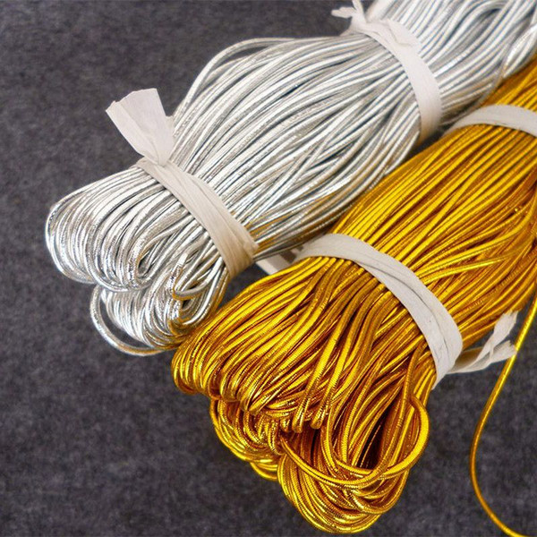 1mm 2mm Gold silver round rubber cord rope elastic cord String gold thread wedding Invitation Tag string 100Meter/Roll