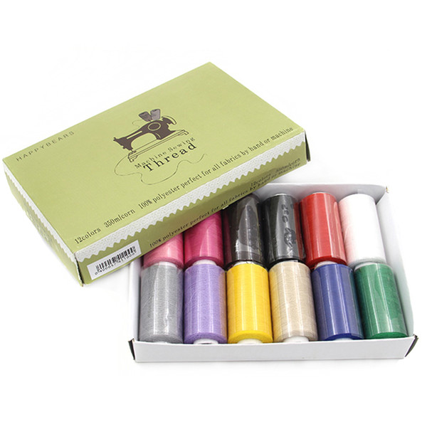 12pcs/Set Colorful Polyester High Tenacity Sewing Thread Set Perfect for All Fabrics by Hand Machine Free Shipping