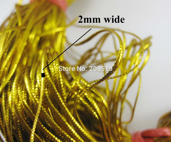 T0004 Soft thread Gold color about 2mm wide flat 500meter/lot Label cord Packing accessories