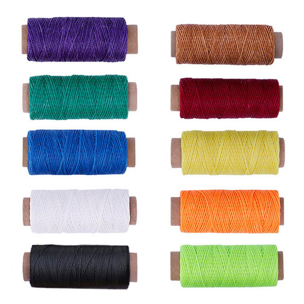 Wholesale-10 Roll 50m/164.04ft 150D DIY Handicraft Sewing Waxed Thread Cord for Luggage Wallet Carpet Saddle Coats Leather Supplies Tools