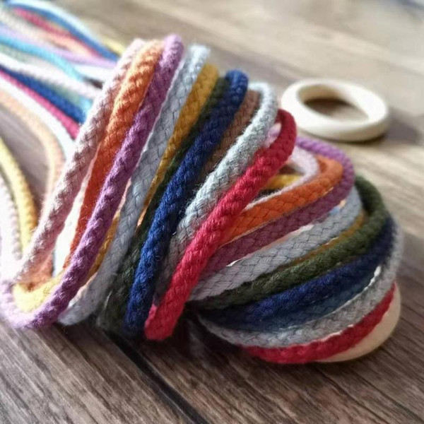 Ropemate colorful 4mm 8-strand braided cotton rope for macrame wall hanging bag 100 meters per spool