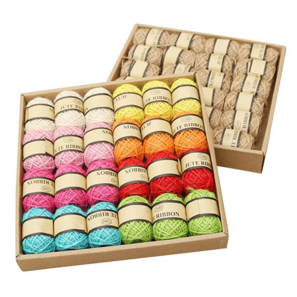 10M/Roll Colorful Jute String Rope Cord for Artworks Crafts Gift Wrapping