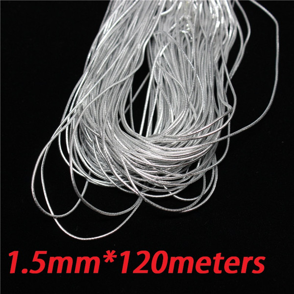 1.5mm silver elastic bungee string cord round twisted string rope 120 meters/roll cords for jewelery finding