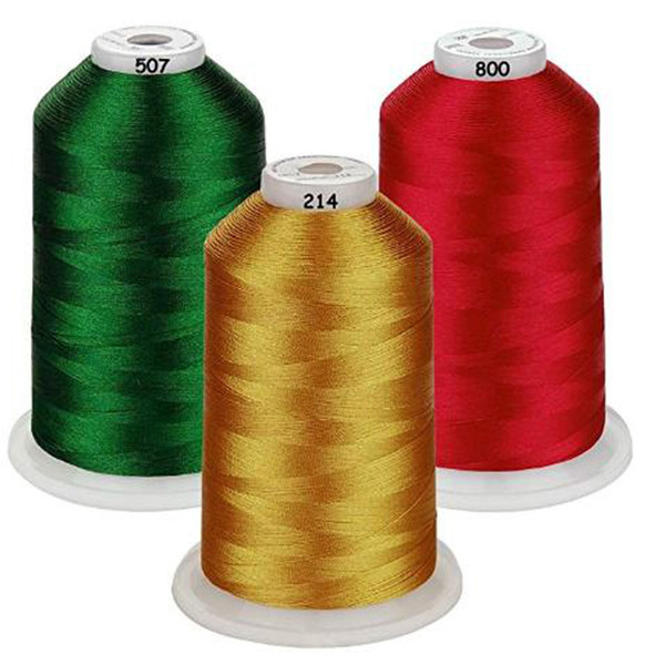 LIXF Color Packs Of Polyester Embroidery Machine Thread Huge Spool 5000M for All Embroidery Machines (Brown Green Red)