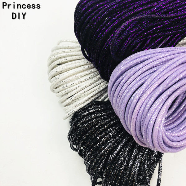 5M/Lot Jewelry Making Findings Round 3mm Metallic Glitter Cord PU Fabric Rope Strip DIY Bracelet Necklace Choker Craft Material